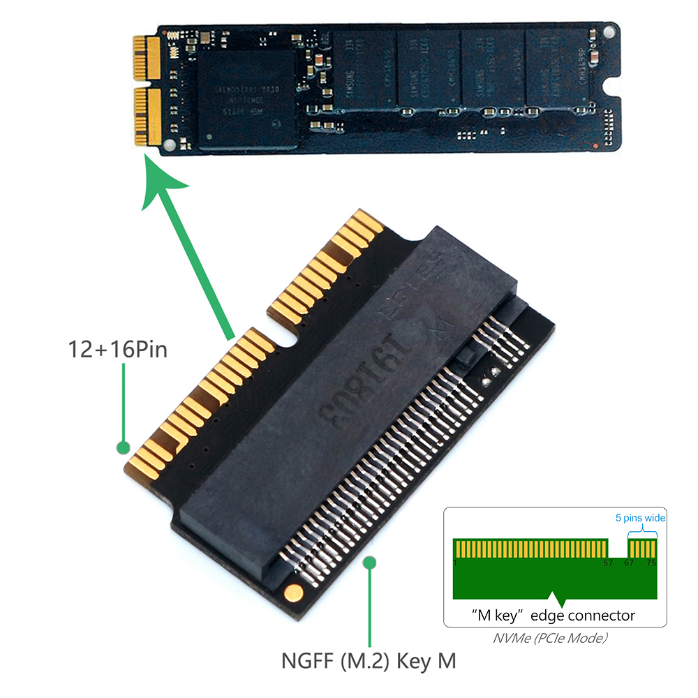 M.2 NVME SSD Convert Adapter Card for Upgrade MacBook Air & Pro (2013-2017) NVME/AHCI SSD Upgraded Kit for A1465 A1466 A1398 A1502 - Image 3