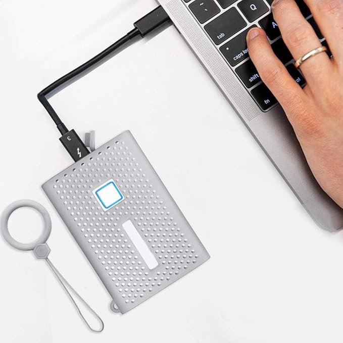 THE 4 Protective Silicone Case for Samsung T7 Portable SSD 1TB 2TB 500GB Anti-Scratch Lightweight Soft Sleeve Skin Cover (Grey) - Image 6