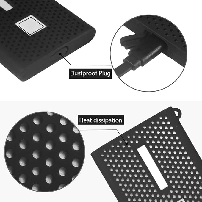 THE 4 Protective Silicone Case for Samsung T7 Portable SSD 1TB 2TB 500GB Anti-Scratch Lightweight Soft Sleeve Skin Cover (Black) - Image 2